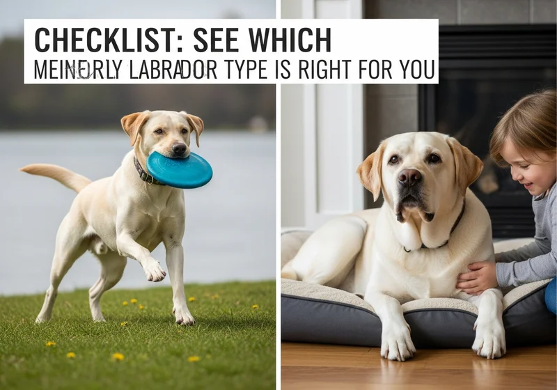 Dwa labradory: jeden z frisbee na trawie, drugi obok dziewczynki w domu.